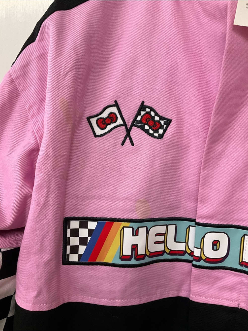 Hello Kitty Pink & Black Racing Jacket with Checkerboard Accents - Picture 5 of 9